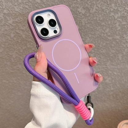 Metal Diamond Texture Lens Frame MagSafe Phone Case with Lanyard, For iPhone 16 Pro Max, For iPhone 16 Pro, For iPhone 16 Plus, For iPhone 16 Apple Accessories engmet5461 iPhone 16 Pro Max - APEXEL INDIA - Mobile Lens - Mobile Camera Lens - Cellphone Accessories - Phone Lens - Smartphone Lens