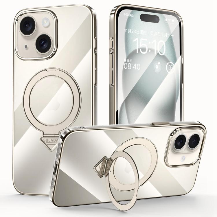 SULADA Electroplated Transparent MagSafe Holder Phone Case, For iPhone 15 Apple Accessories engsul5545 iPhone 15 - SULADA - Mobile Lens - Mobile Camera Lens - Cellphone Accessories - Phone Lens - Smartphone Lens