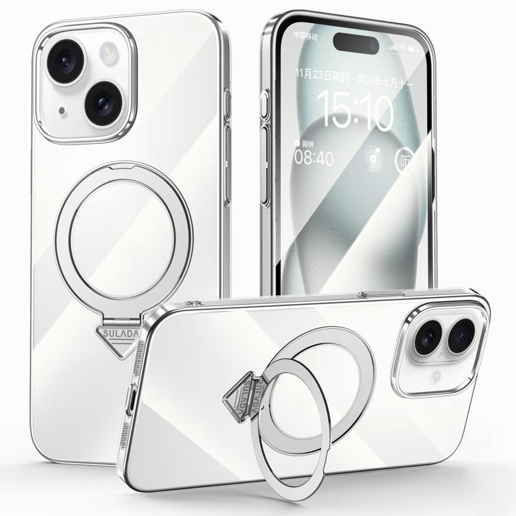 SULADA Electroplated Transparent MagSafe Holder Phone Case, For iPhone 15 Apple Accessories engsul5545 iPhone 15 - SULADA - Mobile Lens - Mobile Camera Lens - Cellphone Accessories - Phone Lens - Smartphone Lens