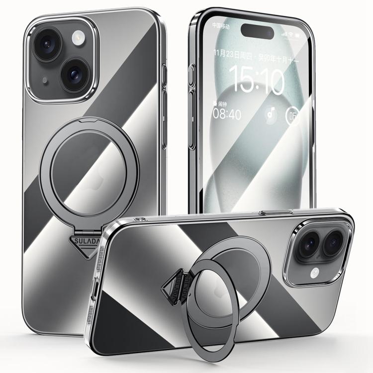 SULADA Electroplated Transparent MagSafe Holder Phone Case, For iPhone 15 Apple Accessories engsul5545 iPhone 15 - SULADA - Mobile Lens - Mobile Camera Lens - Cellphone Accessories - Phone Lens - Smartphone Lens