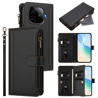 Magnetic Closure 9 Card Slots Zipper Leather Case with Hand Strap, For vivo iQOO Z9X, For vivo Y20 / Y20i / Y20S / Y11S, For vivo iQOO Z9 5G / Z9 Turbo 5G, For vivo V30 5G Global