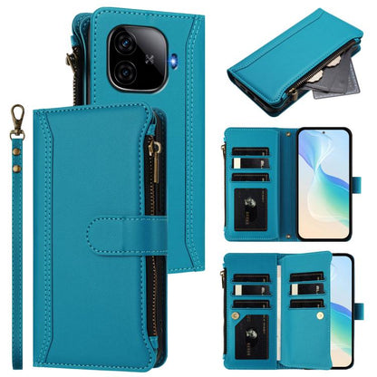 Magnetic Closure 9 Card Slots Zipper Leather Case with Hand Strap, For vivo iQOO Z9X, For vivo Y20 / Y20i / Y20S / Y11S, For vivo iQOO Z9 5G / Z9 Turbo 5G, For vivo V30 5G Global