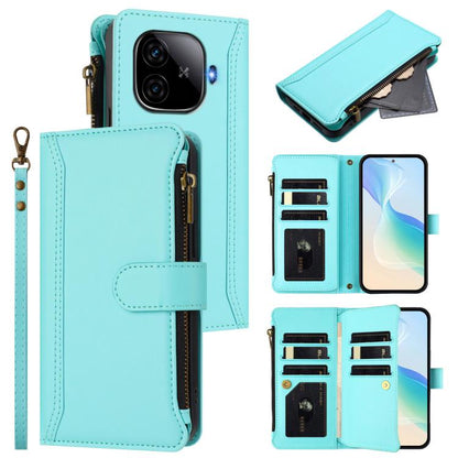 Magnetic Closure 9 Card Slots Zipper Leather Case with Hand Strap, For vivo iQOO Z9X, For vivo Y20 / Y20i / Y20S / Y11S, For vivo iQOO Z9 5G / Z9 Turbo 5G, For vivo V30 5G Global
