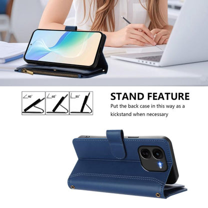Magnetic Closure 9 Card Slots Zipper Leather Case with Hand Strap, For vivo iQOO Z9X, For vivo Y20 / Y20i / Y20S / Y11S, For vivo iQOO Z9 5G / Z9 Turbo 5G, For vivo V30 5G Global