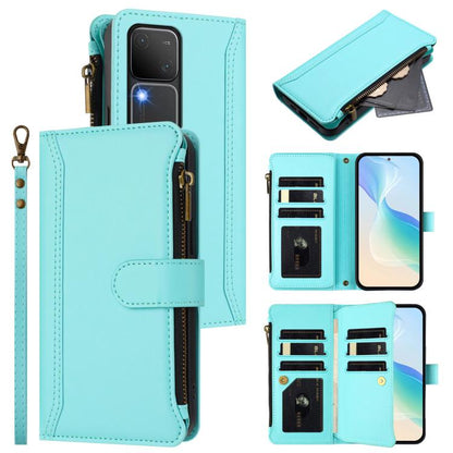 Magnetic Closure 9 Card Slots Zipper Leather Case with Hand Strap, For vivo iQOO Z9X, For vivo Y20 / Y20i / Y20S / Y11S, For vivo iQOO Z9 5G / Z9 Turbo 5G, For vivo V30 5G Global