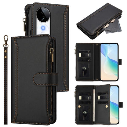 Magnetic Closure 9 Card Slots Zipper Leather Case with Hand Strap, For vivo iQOO Z9s Pro 5G India, For vivo Y03 4G Global / Y18 4G Global, For vivo V40 Lite 5G Global / V30e 5G Global, For vivo S19