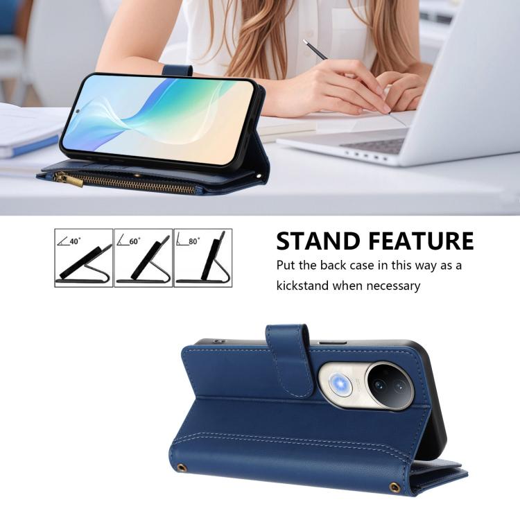 Magnetic Closure 9 Card Slots Zipper Leather Case with Hand Strap, For vivo S20 5G, For vivo S20 Pro 5G, For vivo Y19S 4G Global, For vivo X200 5G