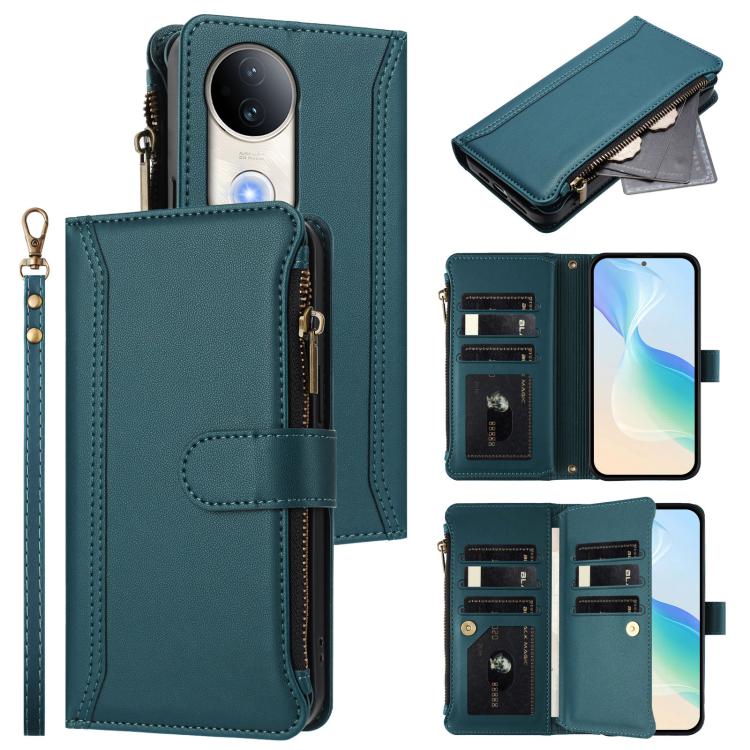 Magnetic Closure 9 Card Slots Zipper Leather Case with Hand Strap, For vivo S20 5G, For vivo S20 Pro 5G, For vivo Y19S 4G Global, For vivo X200 5G