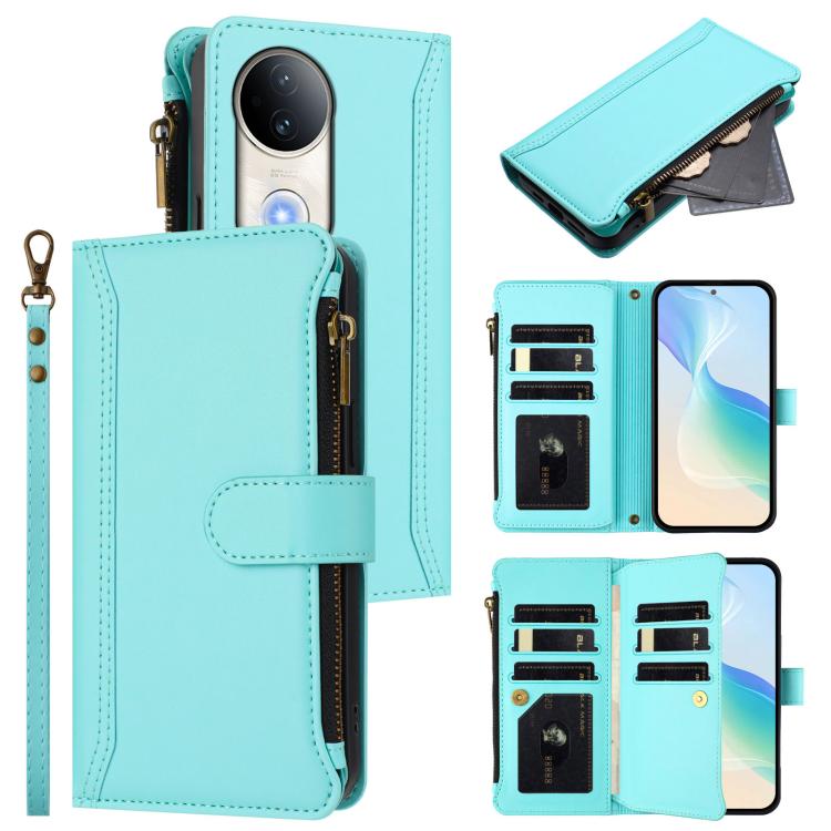 Magnetic Closure 9 Card Slots Zipper Leather Case with Hand Strap, For vivo S20 5G, For vivo S20 Pro 5G, For vivo Y19S 4G Global, For vivo X200 5G