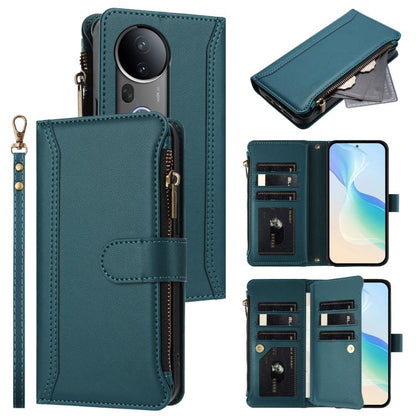 Magnetic Closure 9 Card Slots Zipper Leather Case with Hand Strap, For vivo S20 5G, For vivo S20 Pro 5G, For vivo Y19S 4G Global, For vivo X200 5G