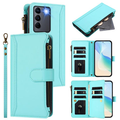 Magnetic Closure 9 Card Slots Zipper Leather Case with Hand Strap, For vivo Y27 4G 2023, For vivo Y02A 4G / Y02 4G / Y11 2023 / Y02T, For vivo V27 5G Global / V27 Pro 5G Global, For vivo V27E 4G Global / T2 4G Global