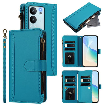Magnetic Closure 9 Card Slots Zipper Leather Case with Hand Strap, For vivo V29E 5G Global / V30 Lite 5G Global, For vivo Y17S 4G Global, For vivo X100 5G, For vivo V29 5G Global