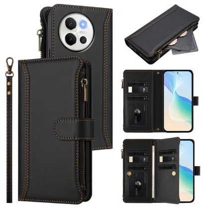 Magnetic Closure 9 Card Slots Zipper Leather Case with Hand Strap, For vivo iQOO Z9s Pro 5G India, For vivo Y03 4G Global / Y18 4G Global, For vivo V40 Lite 5G Global / V30e 5G Global, For vivo S19
