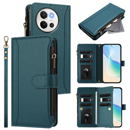 Magnetic Closure 9 Card Slots Zipper Leather Case with Hand Strap, For vivo iQOO Z9s Pro 5G India, For vivo Y03 4G Global / Y18 4G Global, For vivo V40 Lite 5G Global / V30e 5G Global, For vivo S19