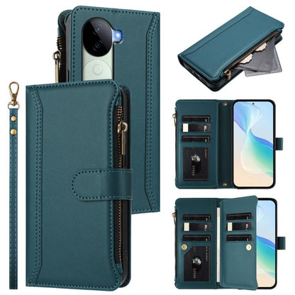 Magnetic Closure 9 Card Slots Zipper Leather Case with Hand Strap, For vivo X200 Pro mini, For vivo X200 Pro 5G, For vivo V40E 5G india / iQOO Z9s 5G, For vivo V40 5G Global / V40 Pro 5G Global