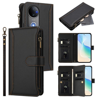 Magnetic Closure 9 Card Slots Zipper Leather Case with Hand Strap, For vivo Y39 5G Global, For vivo Y29S 5G / Y04 5G Global, For vivo Y29 4G Global, For vivo V50 5G Global