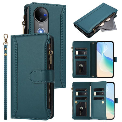 Magnetic Closure 9 Card Slots Zipper Leather Case with Hand Strap, For vivo Y39 5G Global, For vivo Y29S 5G / Y04 5G Global, For vivo Y29 4G Global, For vivo V50 5G Global