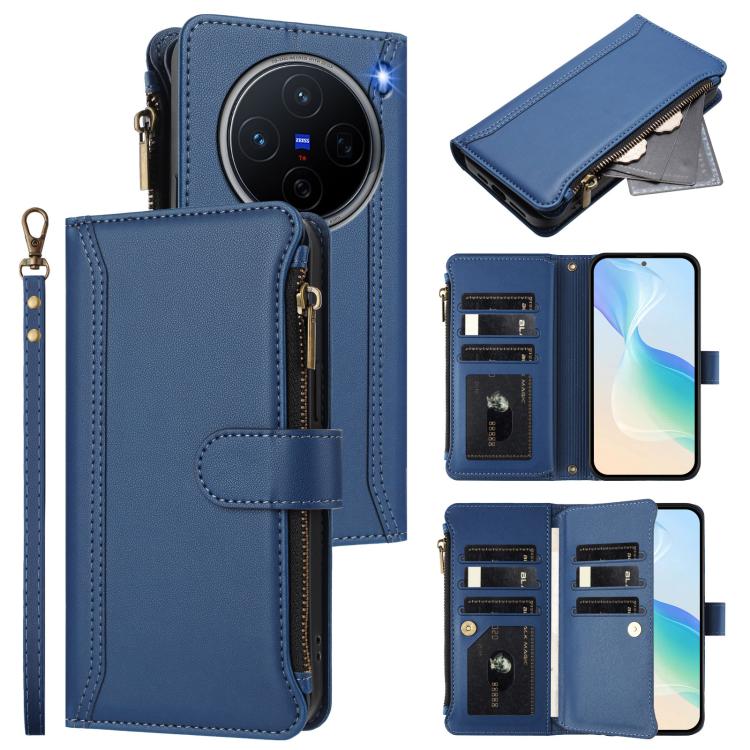 Magnetic Closure 9 Card Slots Zipper Leather Case with Hand Strap, For vivo S20 5G, For vivo S20 Pro 5G, For vivo Y19S 4G Global, For vivo X200 5G