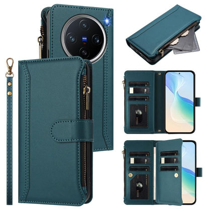 Magnetic Closure 9 Card Slots Zipper Leather Case with Hand Strap, For vivo X200 Pro mini, For vivo X200 Pro 5G, For vivo V40E 5G india / iQOO Z9s 5G, For vivo V40 5G Global / V40 Pro 5G Global