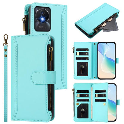 Magnetic Closure 9 Card Slots Zipper Leather Case with Hand Strap, For vivo Y27 4G 2023, For vivo Y02A 4G / Y02 4G / Y11 2023 / Y02T, For vivo V27 5G Global / V27 Pro 5G Global, For vivo V27E 4G Global / T2 4G Global