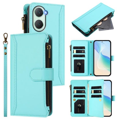 Magnetic Closure 9 Card Slots Zipper Leather Case with Hand Strap, For vivo iQOO Z9s Pro 5G India, For vivo Y03 4G Global / Y18 4G Global, For vivo V40 Lite 5G Global / V30e 5G Global, For vivo S19