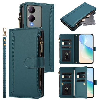Magnetic Closure 9 Card Slots Zipper Leather Case with Hand Strap, For vivo V29E 5G Global / V30 Lite 5G Global, For vivo Y17S 4G Global, For vivo X100 5G, For vivo V29 5G Global