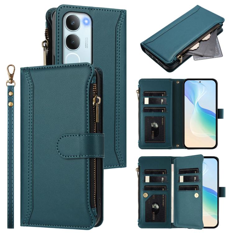 Magnetic Closure 9 Card Slots Zipper Leather Case with Hand Strap, For vivo S20 5G, For vivo S20 Pro 5G, For vivo Y19S 4G Global, For vivo X200 5G
