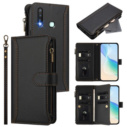 Magnetic Closure 9 Card Slots Zipper Leather Case with Hand Strap, For vivo Y19 / U3 / Y5S / Z5i / U20, For vivo Y17 / Y15 / Y12 Global