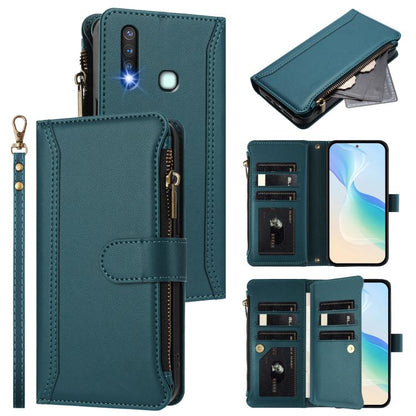 Magnetic Closure 9 Card Slots Zipper Leather Case with Hand Strap, For vivo Y19 / U3 / Y5S / Z5i / U20, For vivo Y17 / Y15 / Y12 Global
