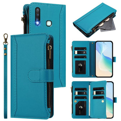 Magnetic Closure 9 Card Slots Zipper Leather Case with Hand Strap, For vivo Y19 / U3 / Y5S / Z5i / U20, For vivo Y17 / Y15 / Y12 Global