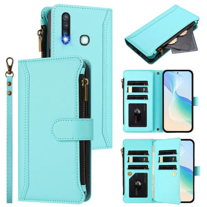 Magnetic Closure 9 Card Slots Zipper Leather Case with Hand Strap, For vivo Y19 / U3 / Y5S / Z5i / U20, For vivo Y17 / Y15 / Y12 Global