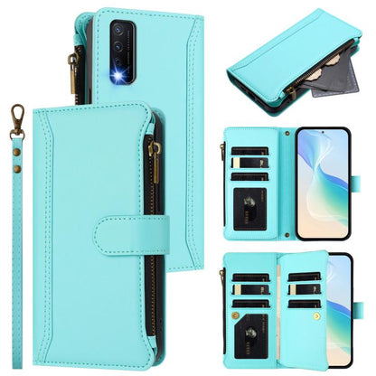 Magnetic Closure 9 Card Slots Zipper Leather Case with Hand Strap, For vivo iQOO Z9X, For vivo Y20 / Y20i / Y20S / Y11S, For vivo iQOO Z9 5G / Z9 Turbo 5G, For vivo V30 5G Global