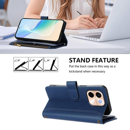 Magnetic Closure 9 Card Slots Zipper Leather Case with Hand Strap, For vivo Y28 4G Global, For vivo Y38 5G Global / T3X 5G Global, For vivo X100 Pro 5G / X100S Pro 5G, For vivo X100S 5G