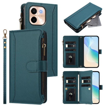 Magnetic Closure 9 Card Slots Zipper Leather Case with Hand Strap, For vivo Y28 4G Global, For vivo Y38 5G Global / T3X 5G Global, For vivo X100 Pro 5G / X100S Pro 5G, For vivo X100S 5G