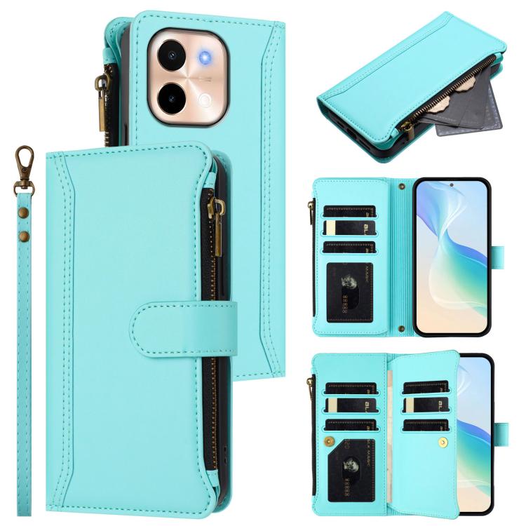 Magnetic Closure 9 Card Slots Zipper Leather Case with Hand Strap, For vivo Y28 4G Global, For vivo Y38 5G Global / T3X 5G Global, For vivo X100 Pro 5G / X100S Pro 5G, For vivo X100S 5G