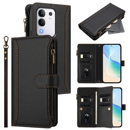 Magnetic Closure 9 Card Slots Zipper Leather Case with Hand Strap, For vivo Y39 5G Global, For vivo Y29S 5G / Y04 5G Global, For vivo Y29 4G Global, For vivo V50 5G Global