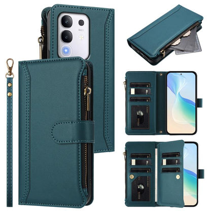 Magnetic Closure 9 Card Slots Zipper Leather Case with Hand Strap, For vivo Y39 5G Global, For vivo Y29S 5G / Y04 5G Global, For vivo Y29 4G Global, For vivo V50 5G Global