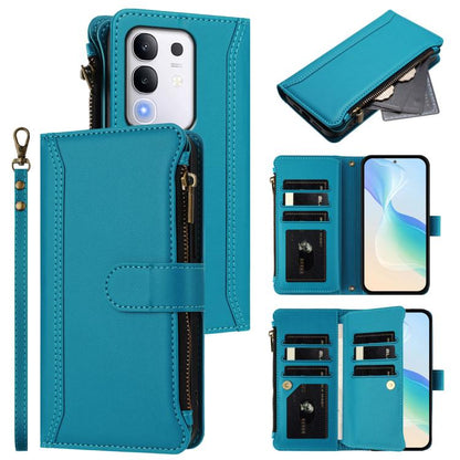 Magnetic Closure 9 Card Slots Zipper Leather Case with Hand Strap, For vivo Y39 5G Global, For vivo Y29S 5G / Y04 5G Global, For vivo Y29 4G Global, For vivo V50 5G Global
