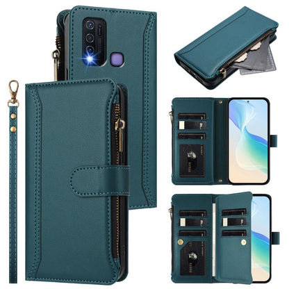 Magnetic Closure 9 Card Slots Zipper Leather Case with Hand Strap, For vivo Y35 4G Global / Y77E 5G, For vivo Y33S 4G Global / Y21 2021, For vivo V20 / V21E 4G / Y73 2021, For vivo Y30 4G Global