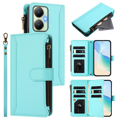 Magnetic Closure 9 Card Slots Zipper Leather Case with Hand Strap, For vivo Y27 4G 2023, For vivo Y02A 4G / Y02 4G / Y11 2023 / Y02T, For vivo V27 5G Global / V27 Pro 5G Global, For vivo V27E 4G Global / T2 4G Global