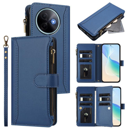 Magnetic Closure 9 Card Slots Zipper Leather Case with Hand Strap, For vivo Y39 5G Global, For vivo Y29S 5G / Y04 5G Global, For vivo Y29 4G Global, For vivo V50 5G Global