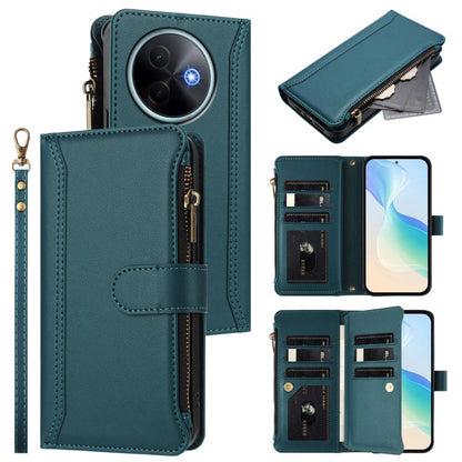 Magnetic Closure 9 Card Slots Zipper Leather Case with Hand Strap, For vivo Y39 5G Global, For vivo Y29S 5G / Y04 5G Global, For vivo Y29 4G Global, For vivo V50 5G Global