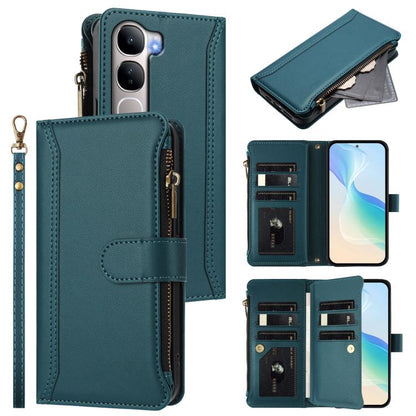 Magnetic Closure 9 Card Slots Zipper Leather Case with Hand Strap, For vivo X300 Ultra, For vivo X300 Pro, For vivo X300, For vivo Y31 5G Global