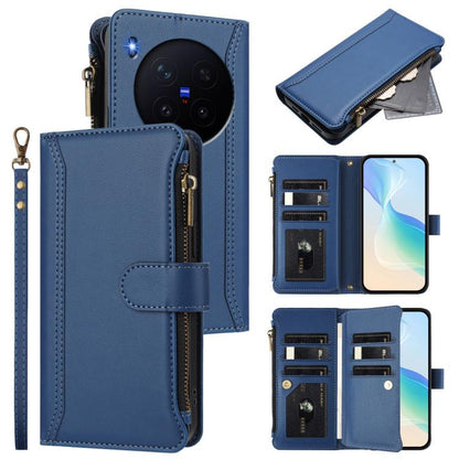 Magnetic Closure 9 Card Slots Zipper Leather Case with Hand Strap, For vivo X300 Ultra, For vivo X300 Pro, For vivo X300, For vivo Y31 5G Global