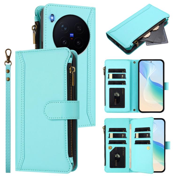 Magnetic Closure 9 Card Slots Zipper Leather Case with Hand Strap, For vivo X300 Ultra, For vivo X300 Pro, For vivo X300, For vivo Y31 5G Global