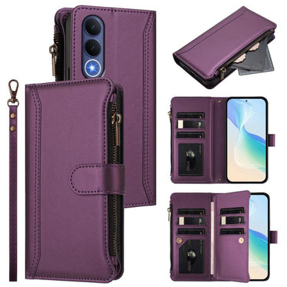 Magnetic Closure 9 Card Slots Zipper Leather Case with Hand Strap, For vivo X300 FE 5G Zeiss/S50 Pro Mini 5G, For vivo X300s, For vivo Y21 5G 2026 Global / Y05 4G, For vivo V70 FE 5G