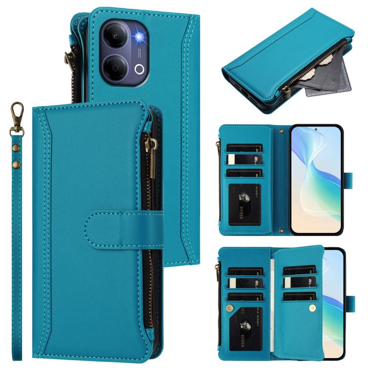 Magnetic Closure 9 Card Slots Zipper Leather Case with Hand Strap, For vivo X300 FE 5G Zeiss/S50 Pro Mini 5G, For vivo X300s, For vivo Y21 5G 2026 Global / Y05 4G, For vivo V70 FE 5G