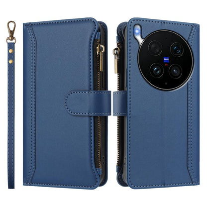 Magnetic Closure 9 Card Slots Zipper Leather Case with Hand Strap, For vivo X300 Ultra, For vivo X300 Pro, For vivo X300, For vivo Y31 5G Global