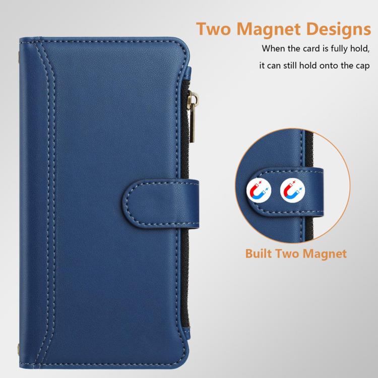 Magnetic Closure 9 Card Slots Zipper Leather Case with Hand Strap, For vivo X300 Ultra, For vivo X300 Pro, For vivo X300, For vivo Y31 5G Global