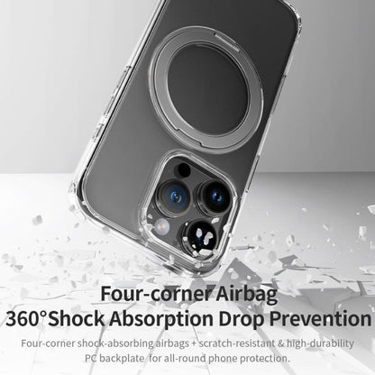 ROCK JingDun Series Clear Rotating MagSafe Holder PC Hybrid TPU Phone Case, For iPhone 16 Pro Max, For iPhone 16 Pro Apple Accessories engroc5591 iPhone 16 Pro Max - ROCK - Mobile Lens - Mobile Camera Lens - Cellphone Accessories - Phone Lens - Smartphone Lens